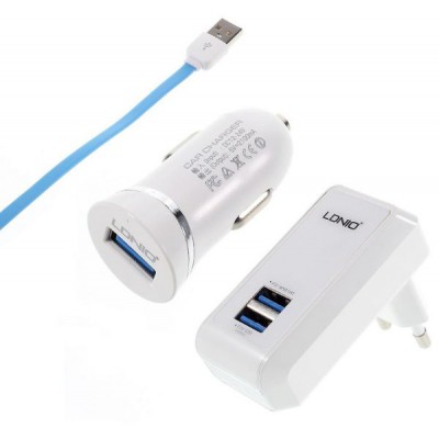 Универсальное зарядное устройство LDNIO S100 + кабель Apple Lightning White