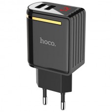Сетевое зарядное устройство  Hoco C39A 2USB с дисплеем Black