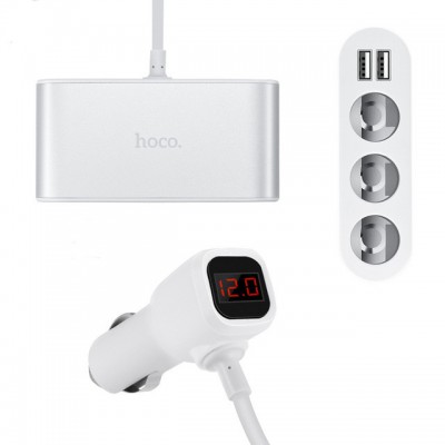 Разветвитель прикуривателя Hoco Z13 + LCD