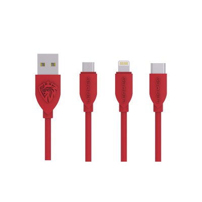 Кабель USB Lenyes LC768 3 in 1 (Lightning, Micro USB, Type-C) Red