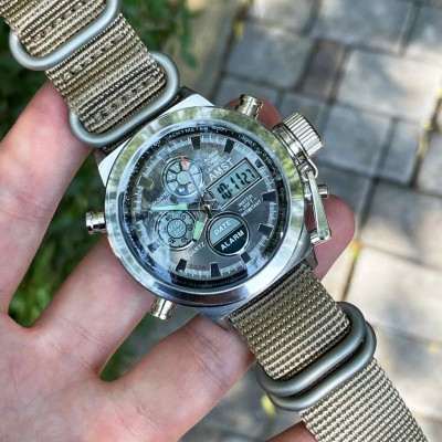 Часы AMST 3003C SIlver-Nato Khaki